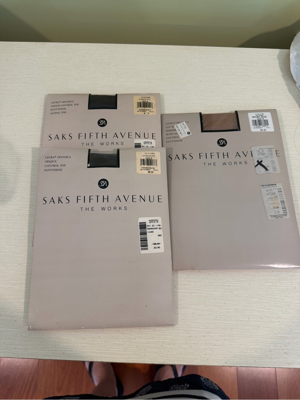 Lot of 3 vintage Saks Fifth Avenue pantyhose/tights